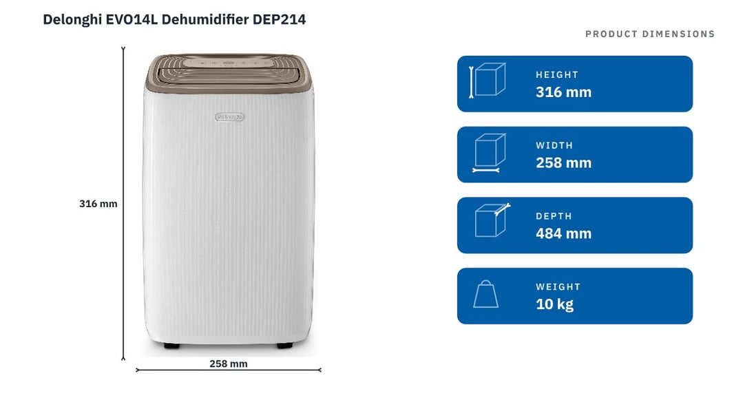 Delonghi AriaDry Evo 14L Dehumidifier DEP214