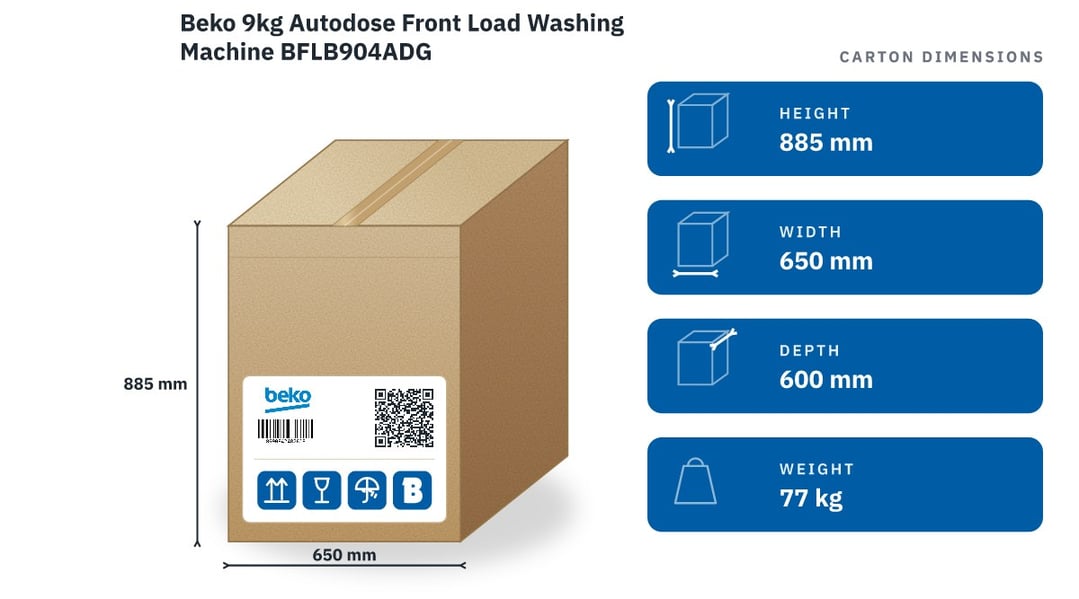 Beko 9kg Autodose Front Load Washing Machine BFLB904ADG