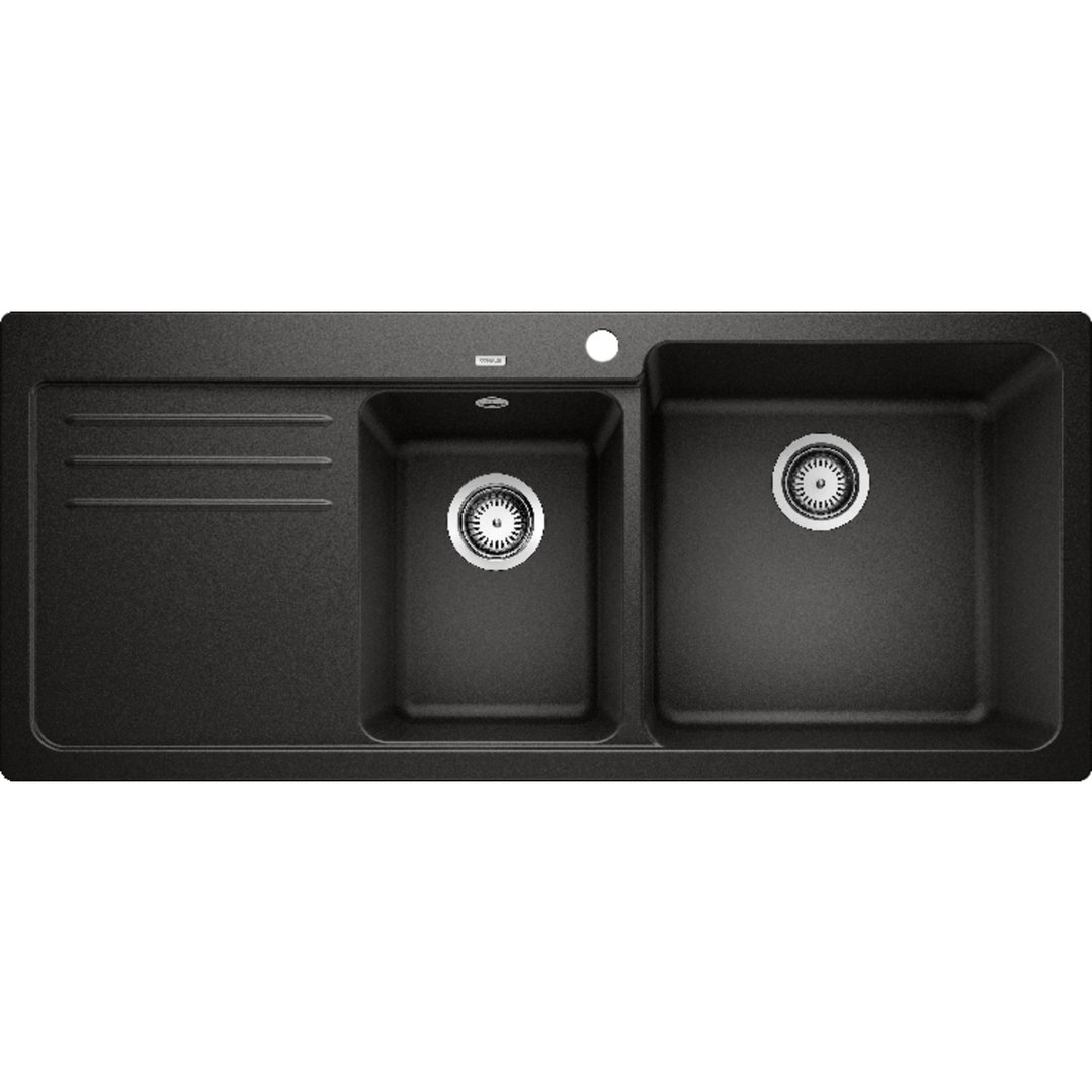 Blanco Double Bowl Sink with Drainer Black NAYA8SBRK5