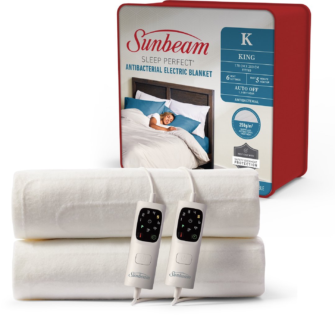 Sunbeam Sleep Perfect Antibacterial Electric Blanket King BLA6371