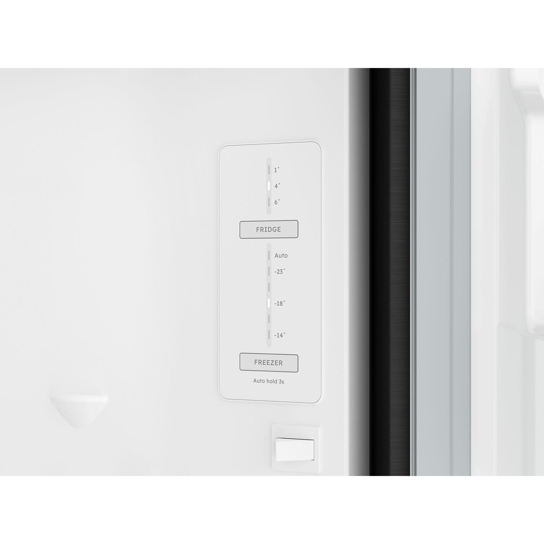 Close up of the fridge and freezer temperature control panel inside the refrigerator