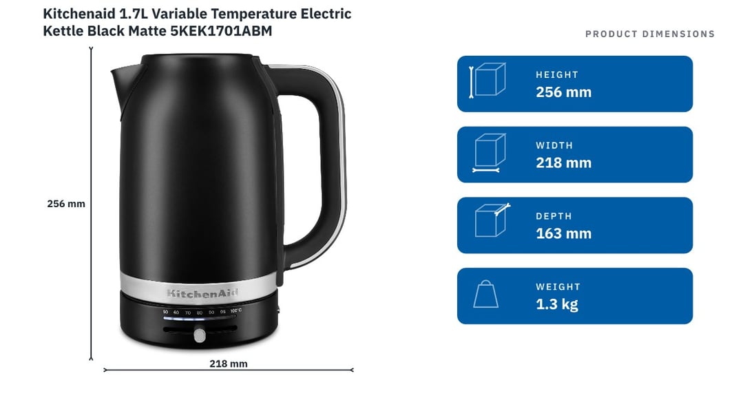 Kitchenaid 1.7L Variable Temperature Electric Kettle Black Matte 5KEK1701ABM