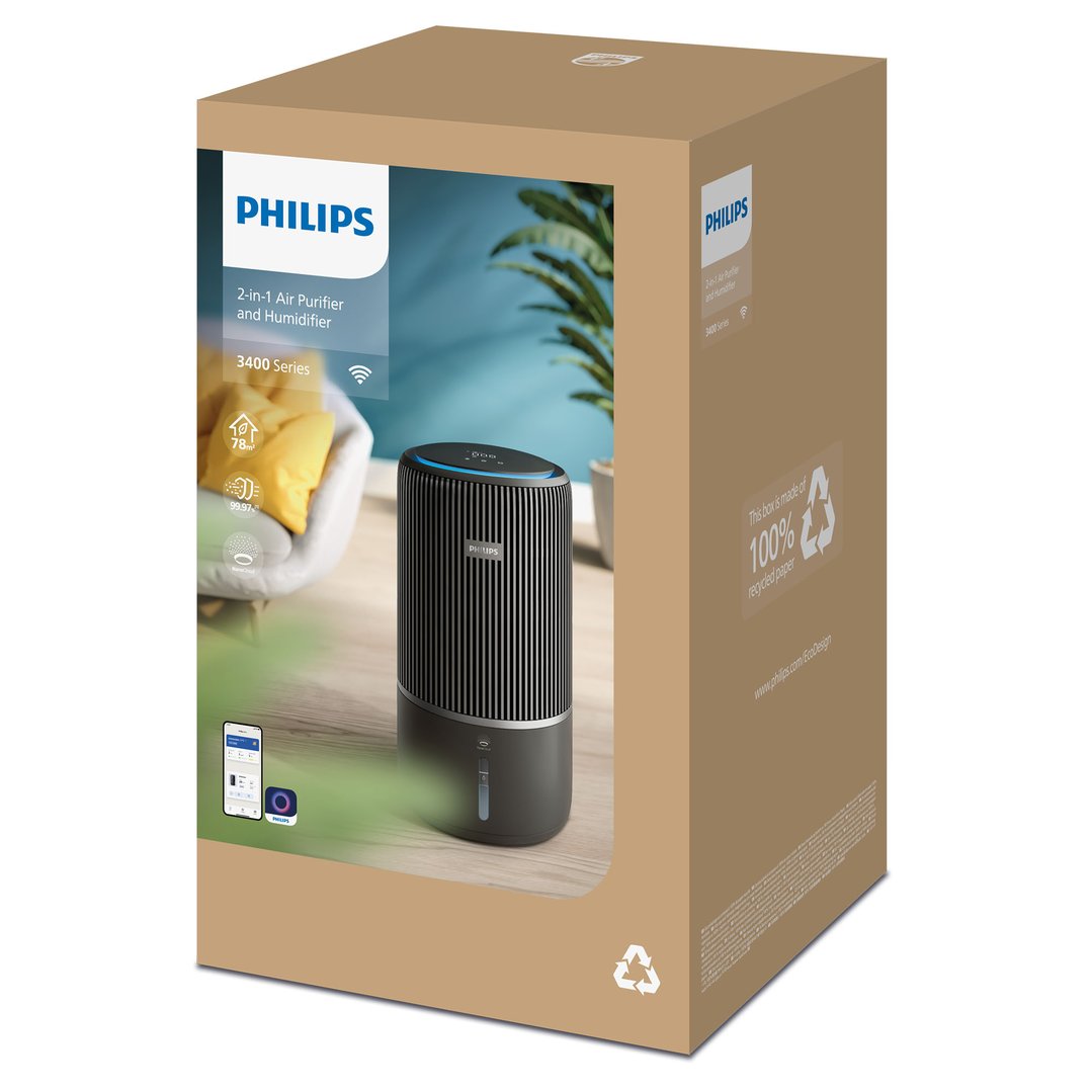Philips PureProtect Water 3400 Series Smart 2-in-1 Air Purifier and Humidifier AC3421/13