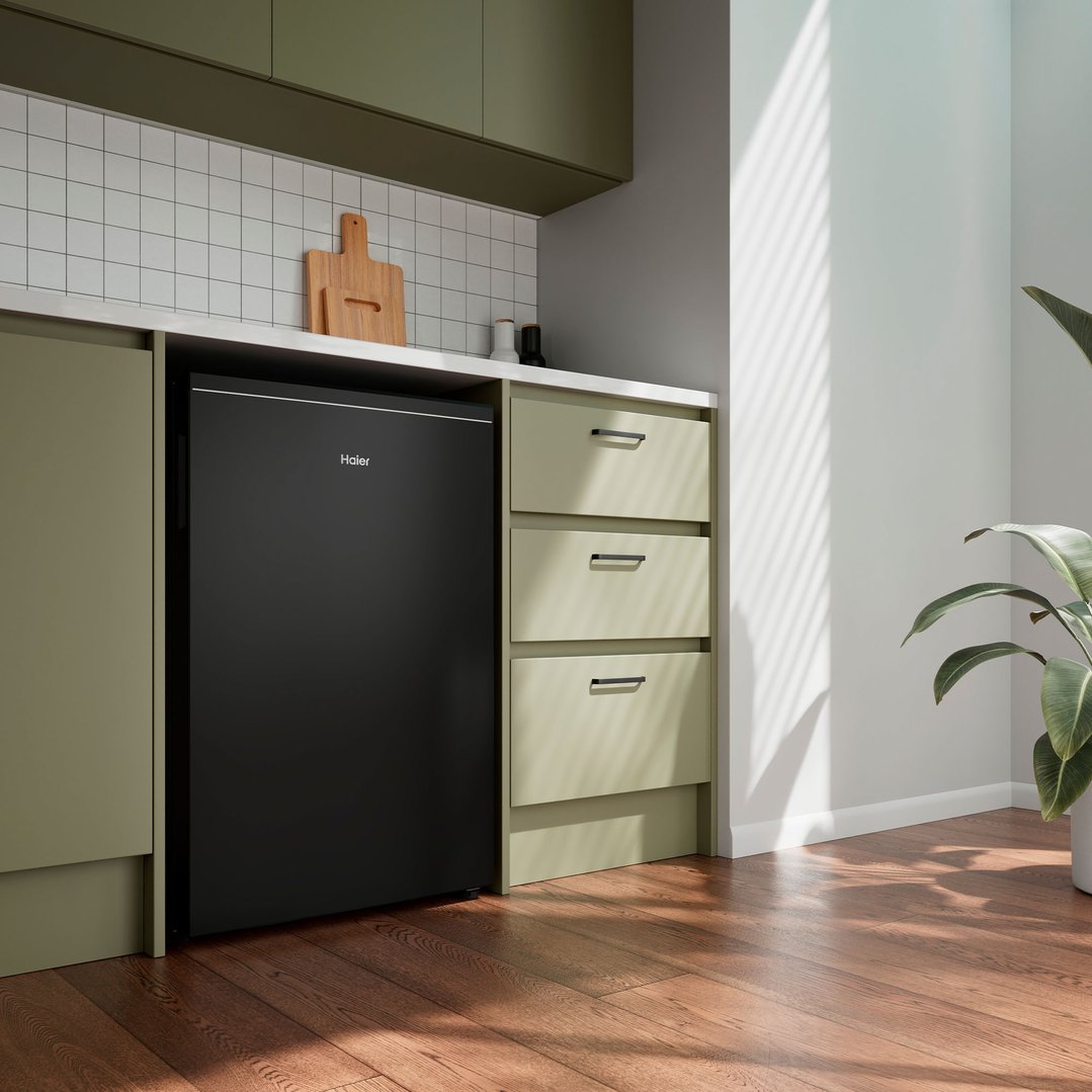 Haier 114L 300 Series Bar Black Refrigerator Freezer HRF115UG2