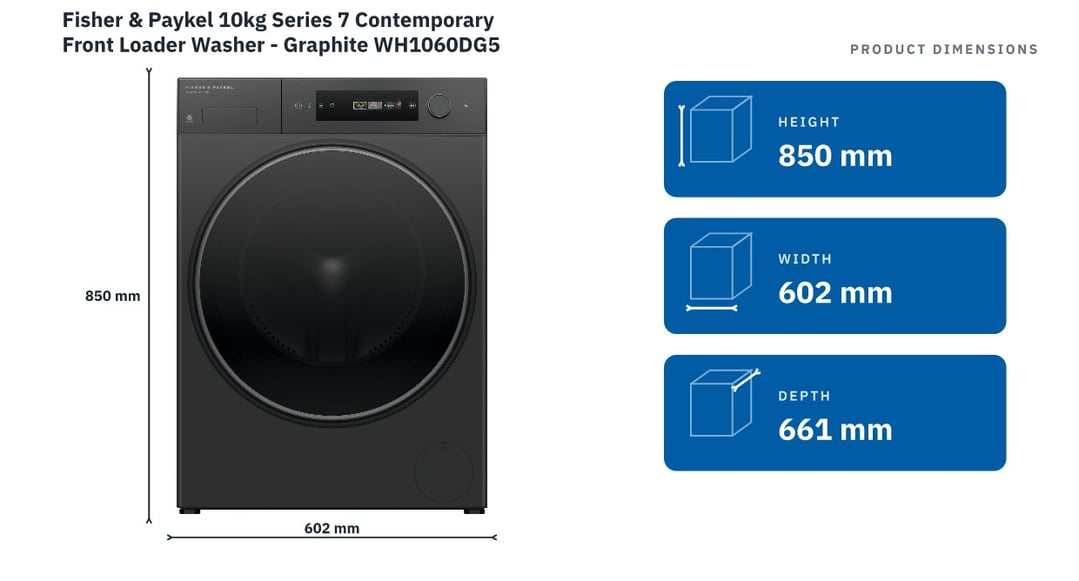 Fisher & Paykel 10kg Series 7 Contemporary Front Loader Washer - Graphite WH1060DG5