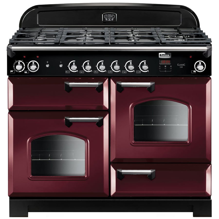 Falcon Classic 110cm Dual Fuel Upright Cooker Cranberry/Chrome