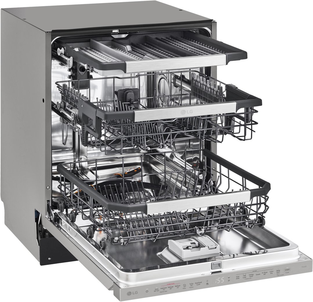 LG 15 Place QuadWash® Built-under Dishwasher with Auto Open Dry in Platinum Steel XD3A25UPS
