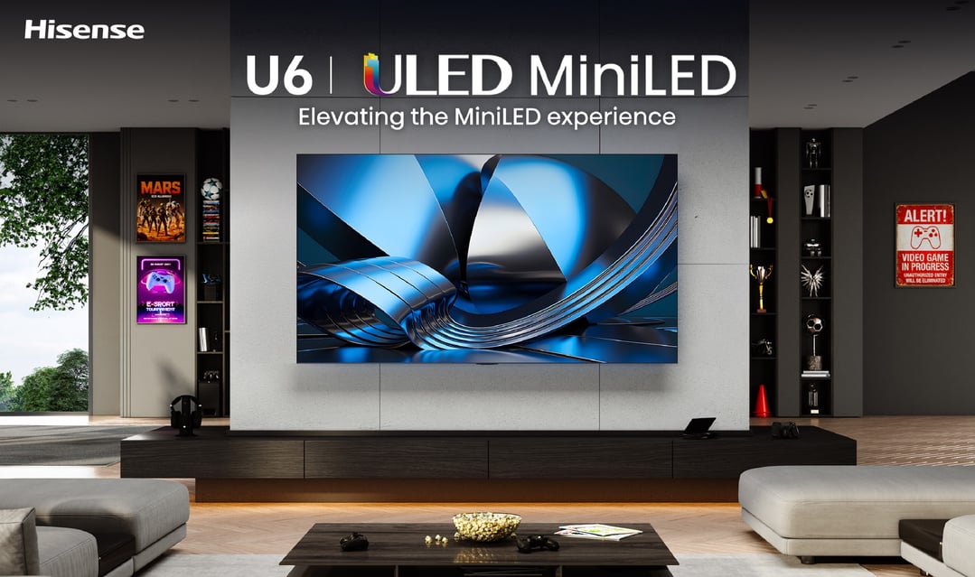 Hisense U6 ULED MiniLED TV in a modern living room setting