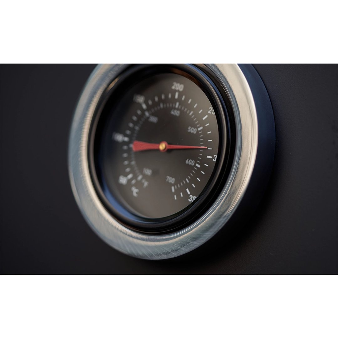 Close up of the temperature gauge on a barbeque