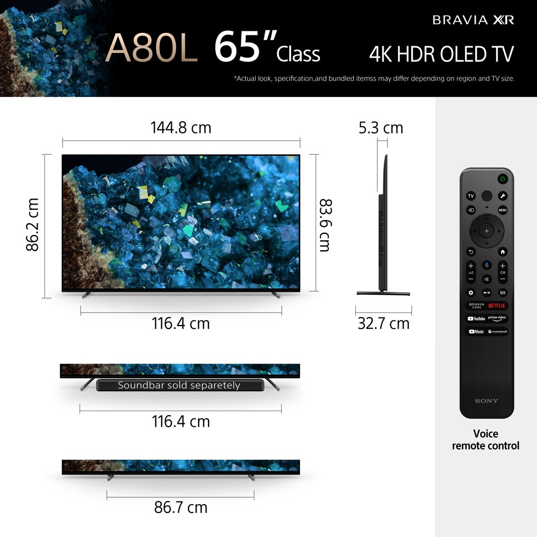 Sony 65" A80L BRAVIA XR OLED 4K HDR Smart Google TV (2023) XR65A80L