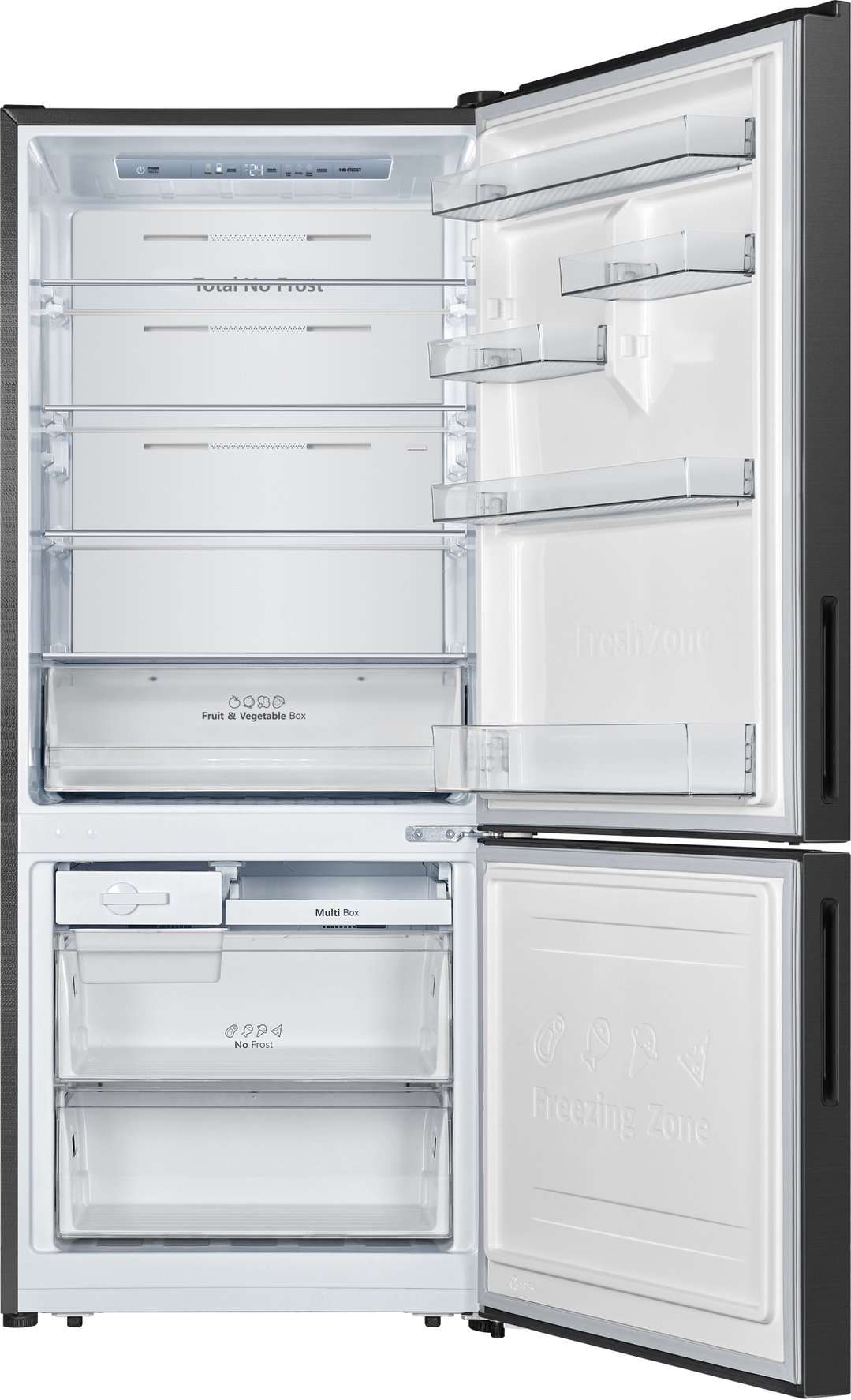 Hisense 417L Bottom Mount Refrigerator, Black Stainless Steel HRBM418B