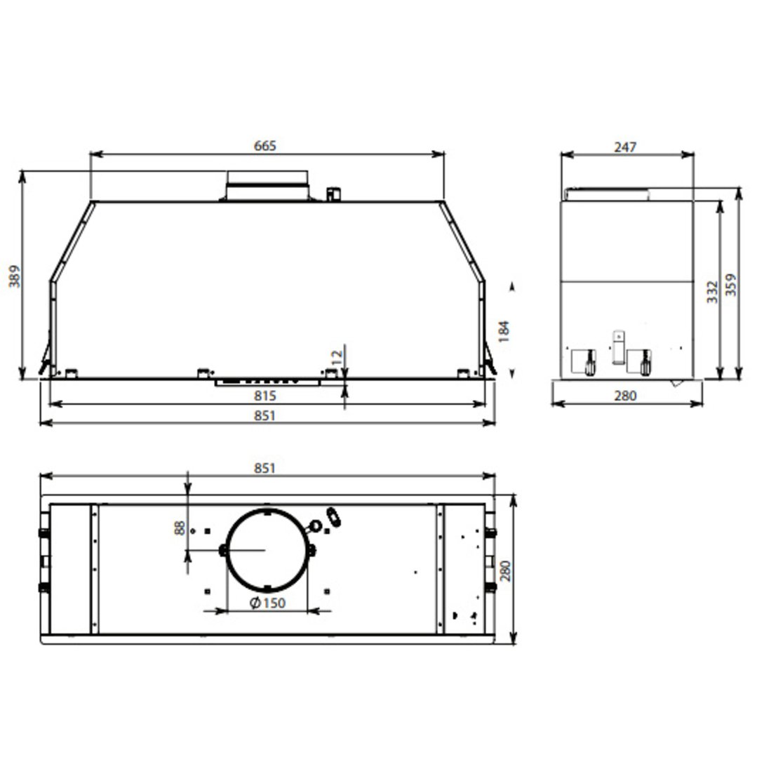 Falmec 90cm Siena+ 90 Under Cupboard Rangehood FP3SN90S2