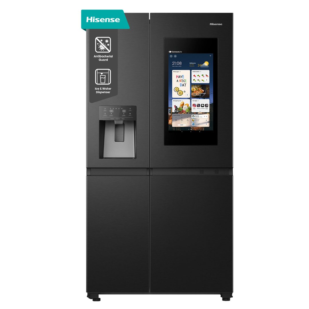 Hisense 614L PureFlat Eclipse Side-by-Side Black Fridge HRSBS613BWX