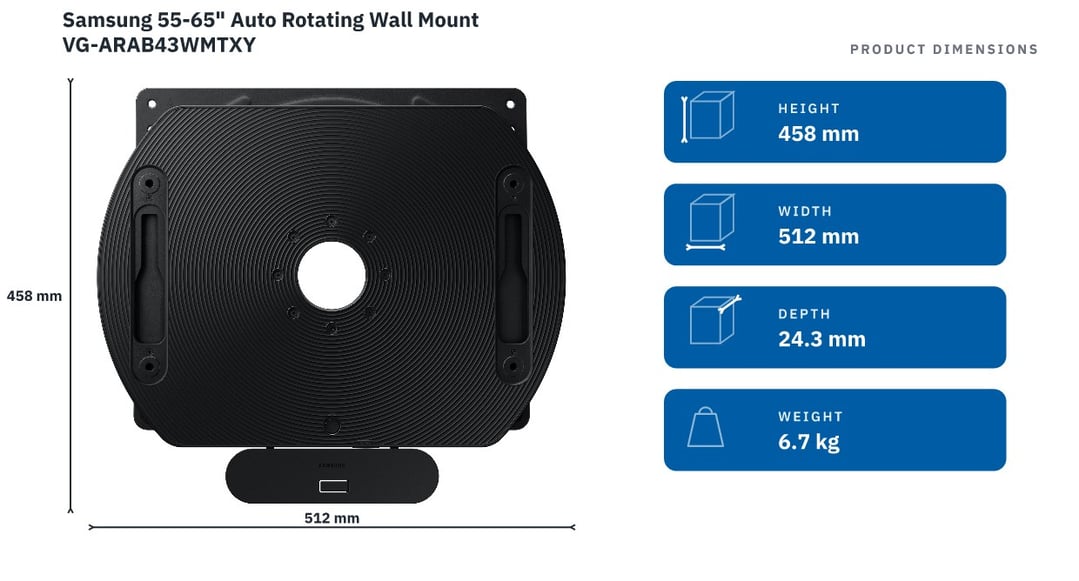 Samsung 55-65" Auto Rotating Wall Mount VG-ARAB43WMTXY — product dimensions