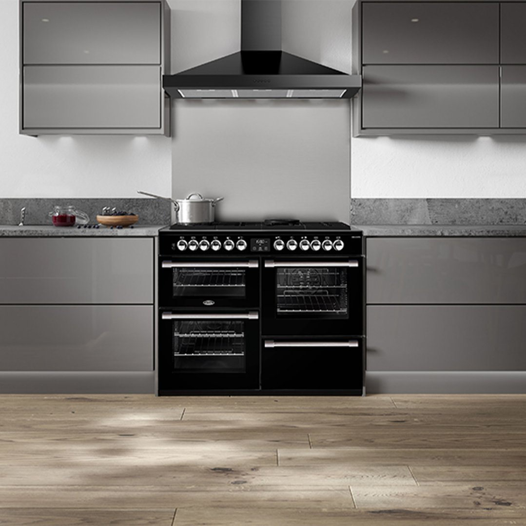 Belling CookCentre Deluxe 110cm Dual Fuel Range Cooker Black