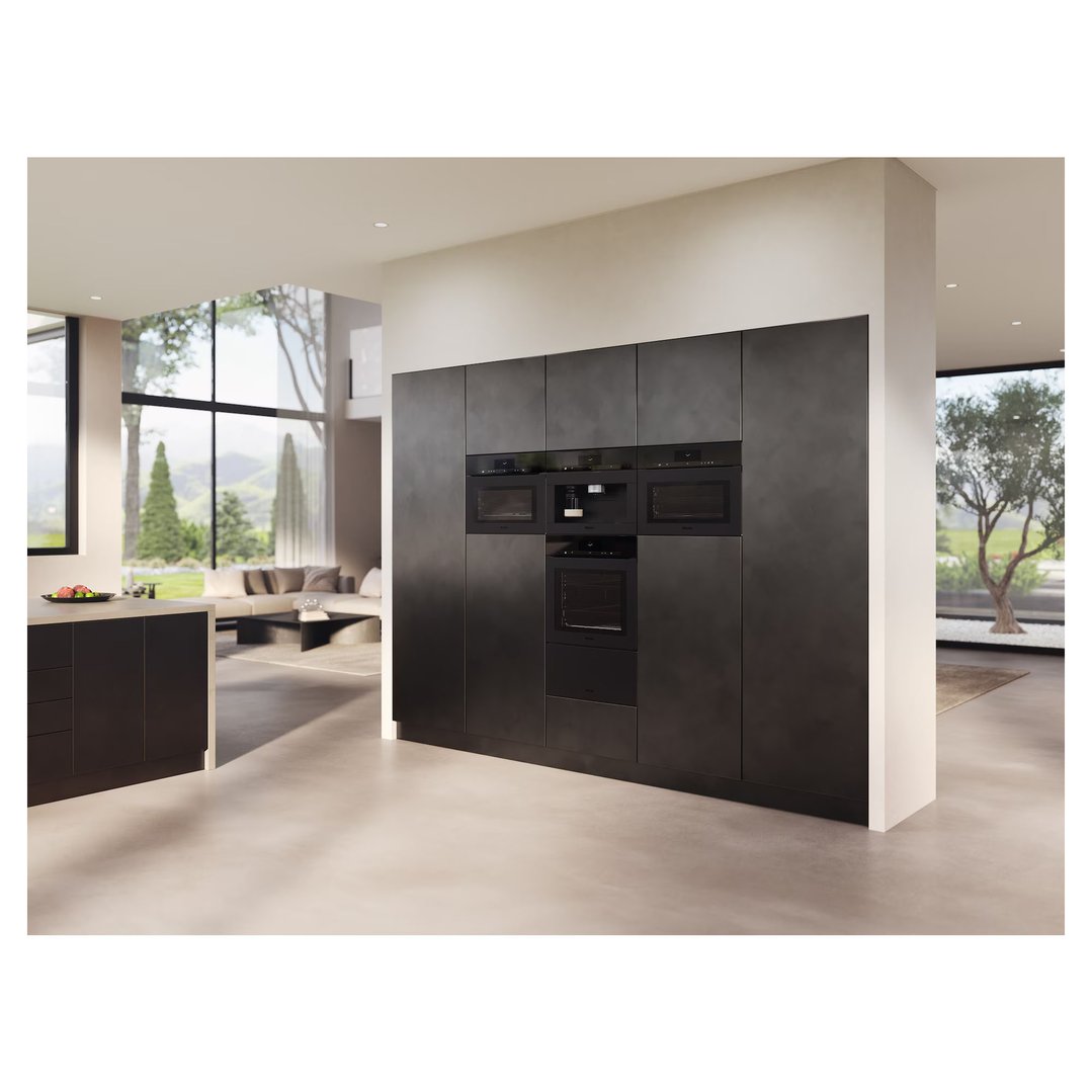 Miele 45cm Handleless 3in1 Speed Oven and Microwave Combination with Crisp Function Matte Black H7840BMXMB