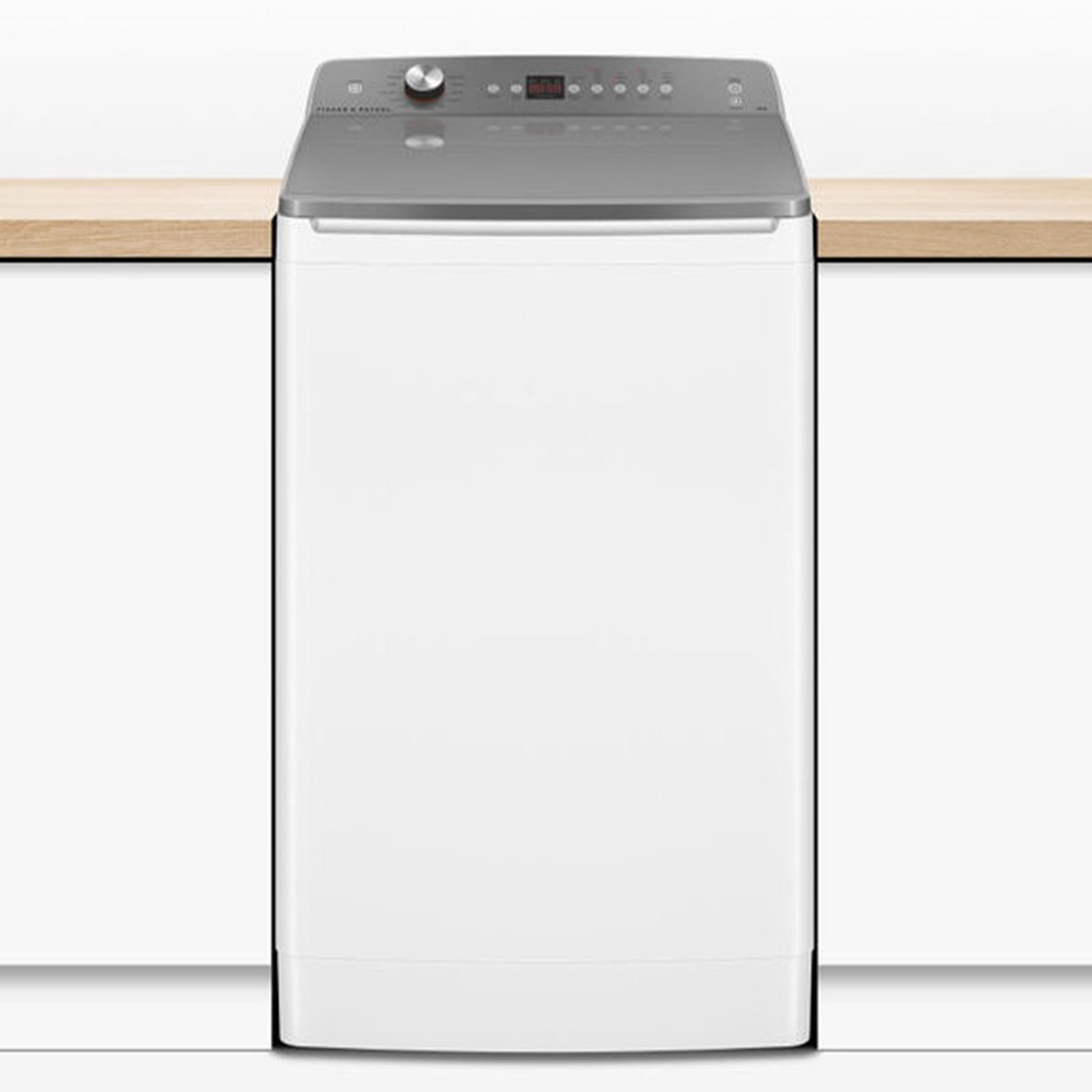 Fisher & Paykel 8kg Series 5 Top Loader Washer in a kitchen setting