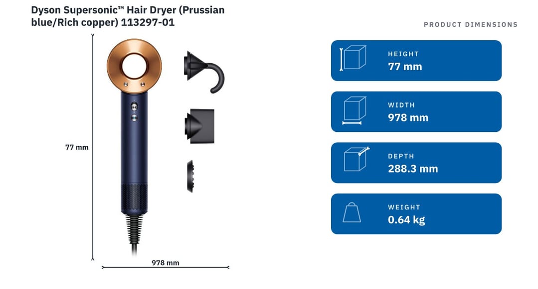 Dyson Supersonic™ Hair Dryer (Prussian blue/Rich copper) 113297-01