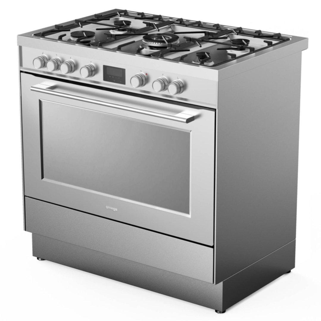 Omega 90cm Freestanding Dual Fuel Cooker Stainless Steel OFOGC9010X