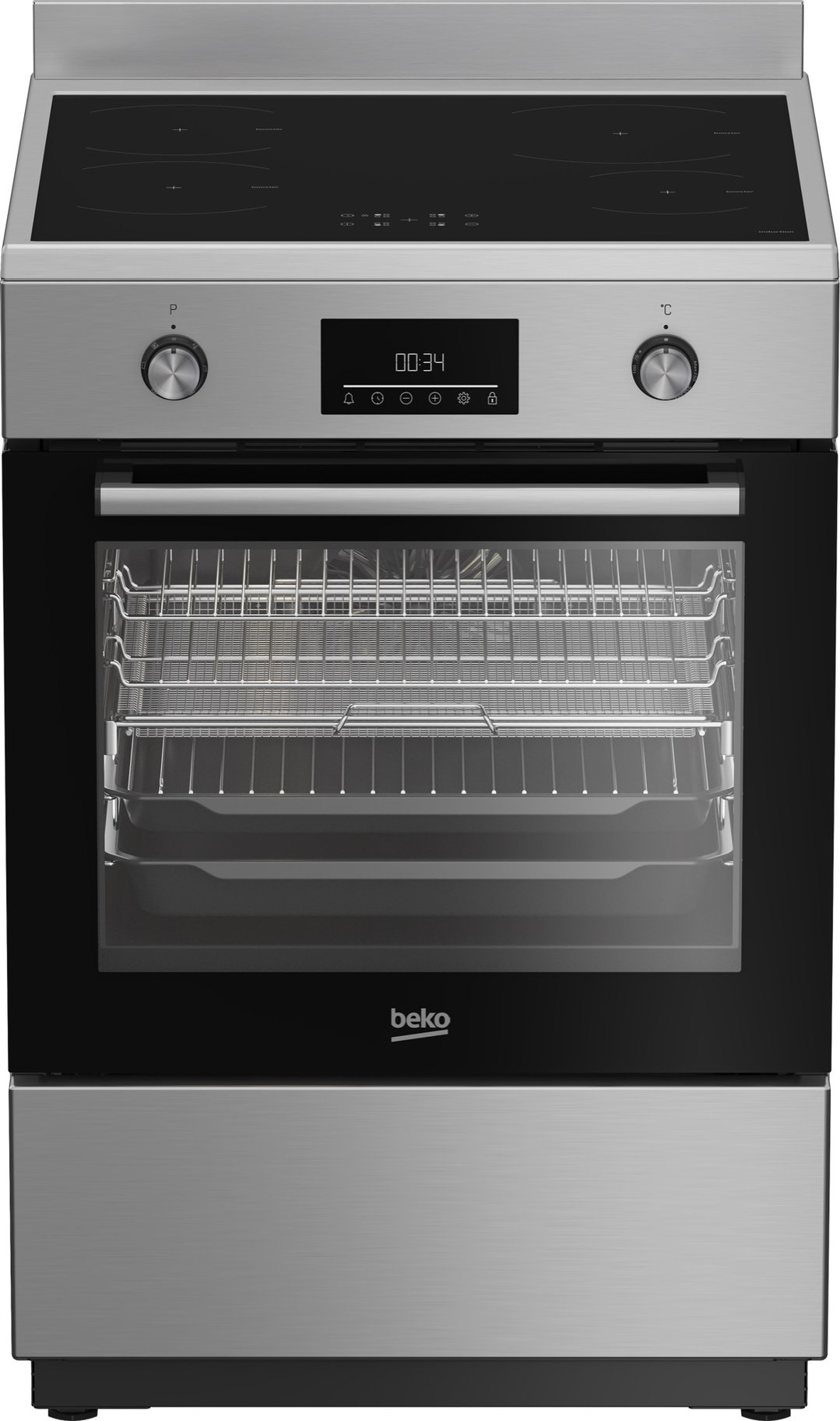 Beko Aeroperfect 60cm Freestanding Cooker with SteamAdd & Airfry & Induction Cooktop - Stainless Steel BFCB60IMX
