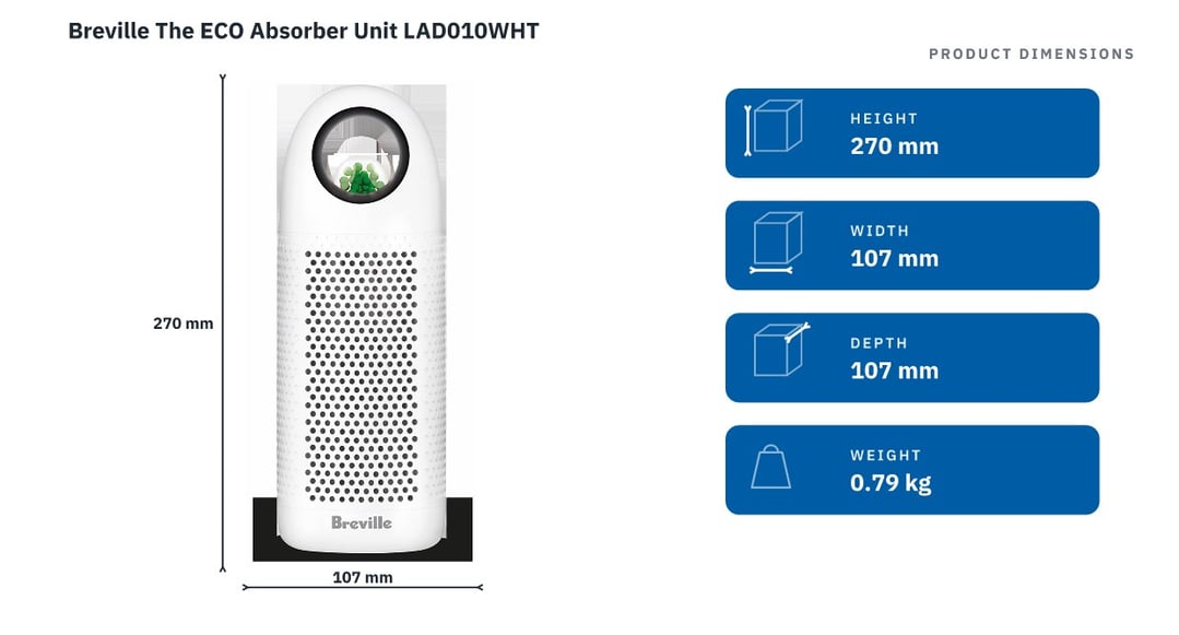 Breville The ECO Absorber Unit LAD010WHT — product dimensions