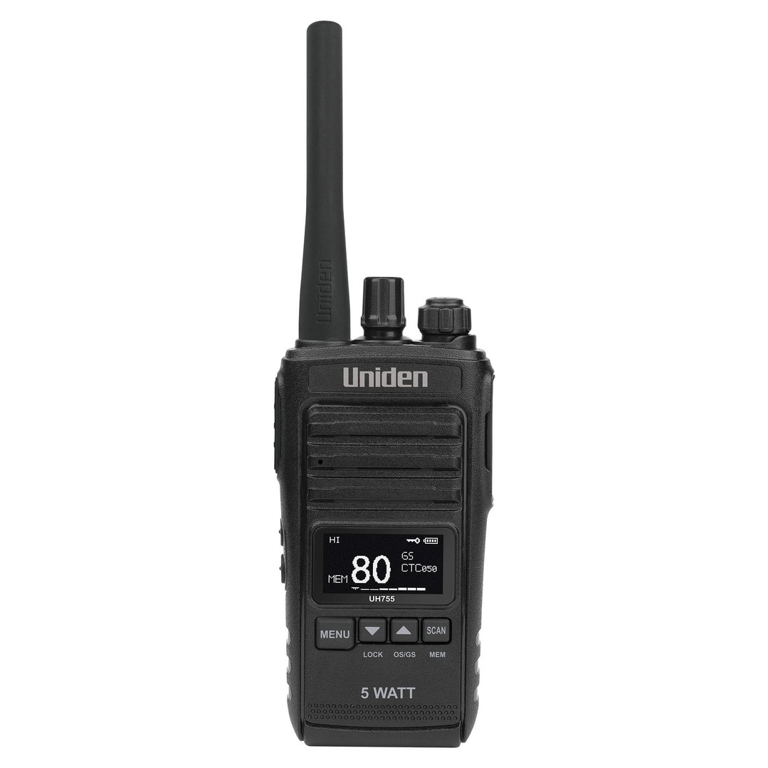 Uniden 5 Watt UHF CB Splashproof Handheld Radio – 2 Pack UH755-2DLX