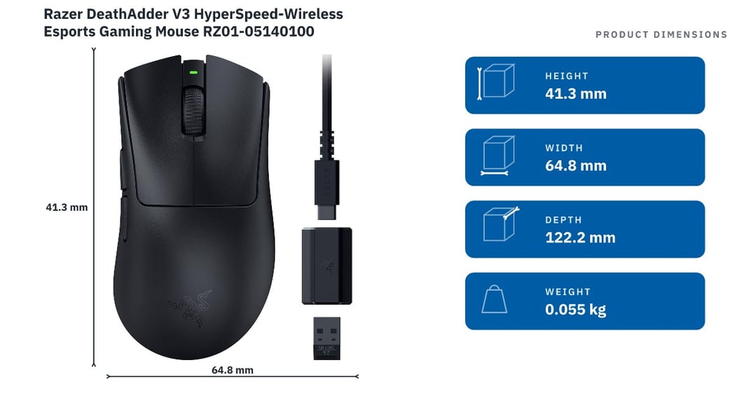 Razer DeathAdder V3 HyperSpeed-Wireless Esports Gaming Mouse RZ01-05140100