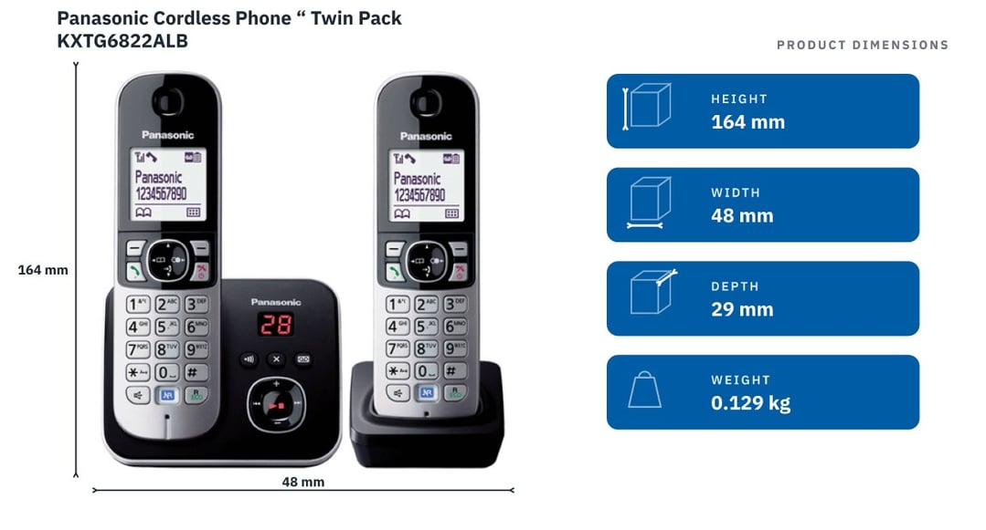 Panasonic Cordless Phone “ Twin Pack KXTG6822ALB