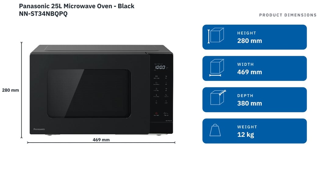 Panasonic 25L Microwave Oven - Black NN-ST34NBQPQ