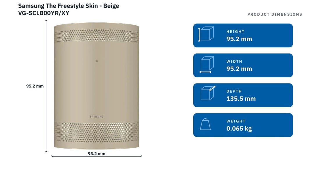 Samsung The Freestyle Skin - Beige VG-SCLB00YR/XY — product dimensions