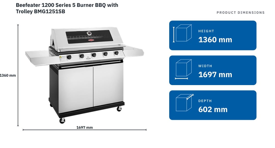 Beefeater 1200 Series 5 Burner BBQ with Trolley BMG1251SB
