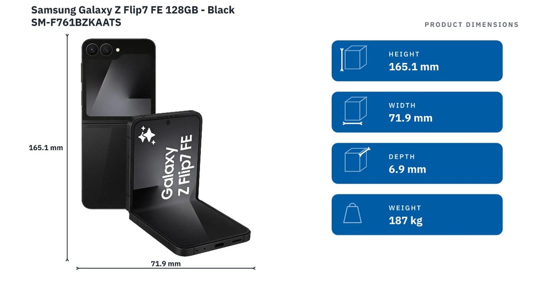 Samsung Galaxy Z Flip7 FE 128GB - Black SM-F761BZKAATS