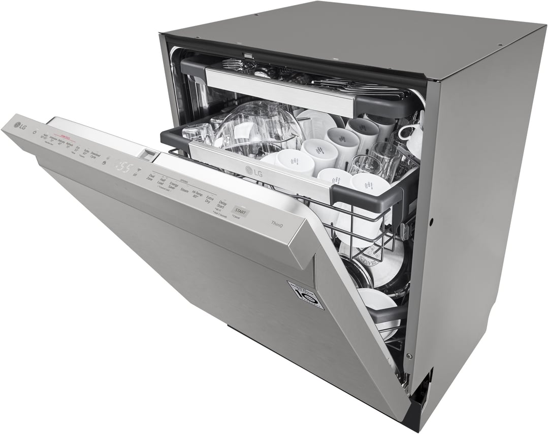 LG 15 Place QuadWash® Built-under Dishwasher with Auto Open Dry in Platinum Steel XD3A25UPS