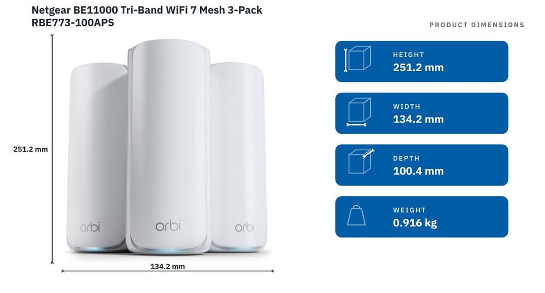 Netgear BE11000 Tri-Band WiFi 7 Mesh 3-Pack RBE773-100APS