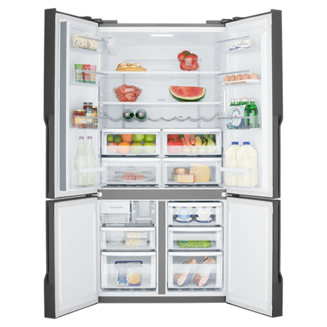 Westinghouse 564L French Quad Door Refrigerator with Plumbed Ice & Water Dispenser Matte Black WQE5650BA
