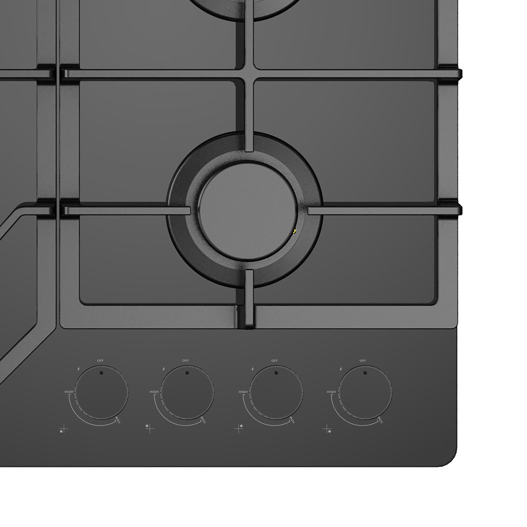 Inalto 60cm Gas on Glass Cooktop with Wok Burner ICGG604W