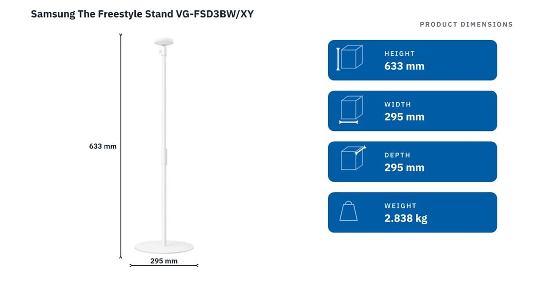 Samsung The Freestyle Stand VG-FSD3BW/XY — product dimensions