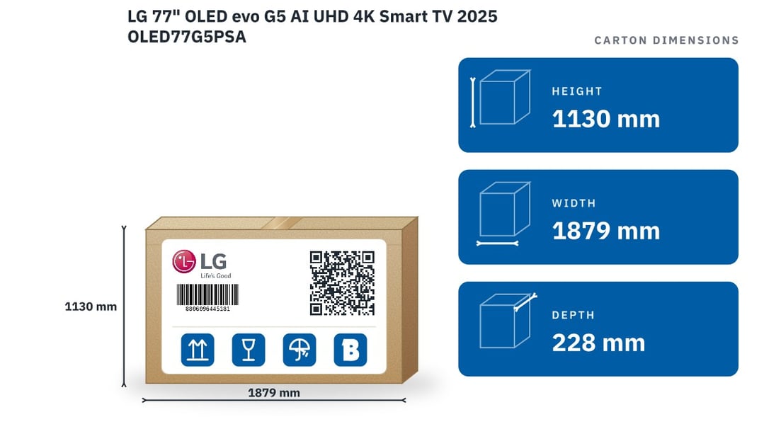LG 77" OLED evo G5 AI UHD 4K Smart TV 2025 OLED77G5PSA