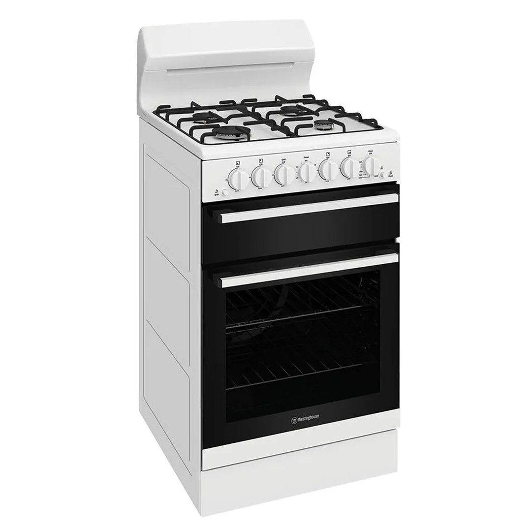 Westinghouse 54cm Freestanding Gas Oven and Gas Cooktop - White WLG510WCH