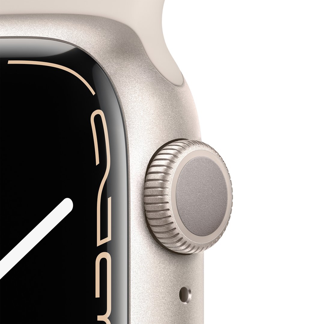 Apple Watch Series 7 (GPS) 45mm Starlight Aluminium Case with Starlight Sport Band MKN63X/A
