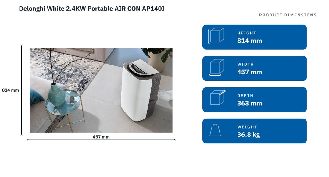 Delonghi 3.7kW Pinguino Gentle Jet with Inverter Technology AP140I