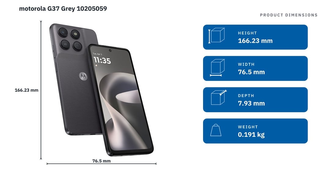 motorola G37 Grey 10205059 — product dimensions