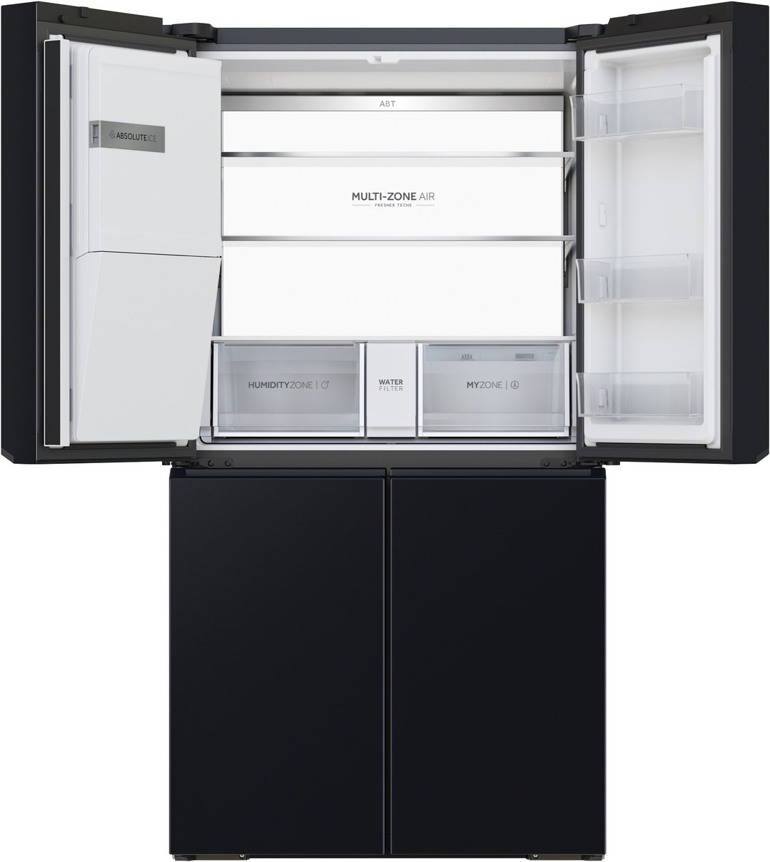 Haier 601L 600 Series Quad Door Refrigerator Freezer - Black HRF680YZC