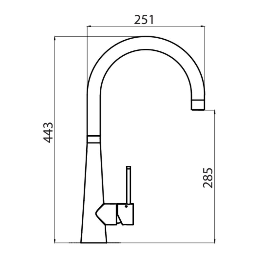 Oliveri Essente 316 Stainless Steel Goose Neck Mixer - Gunmetal SS31620-GM