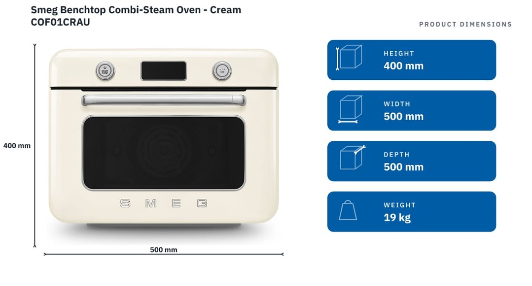 Smeg Benchtop Combi-Steam Oven - Cream COF01CRAU