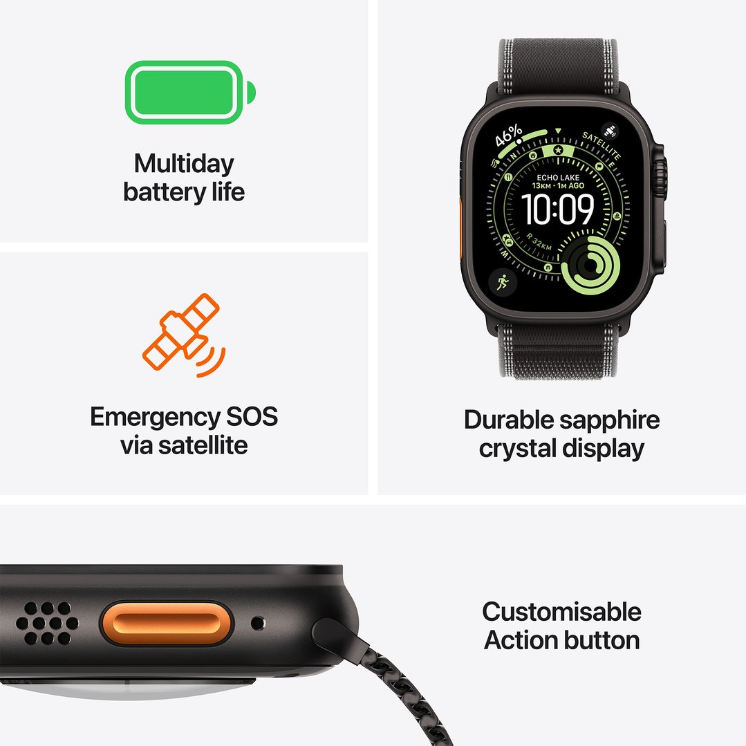 Apple Watch Ultra 3 49mm Black Titanium Case GPS + Cellular Black Alpine Loop (Small) MF0Q4X/A