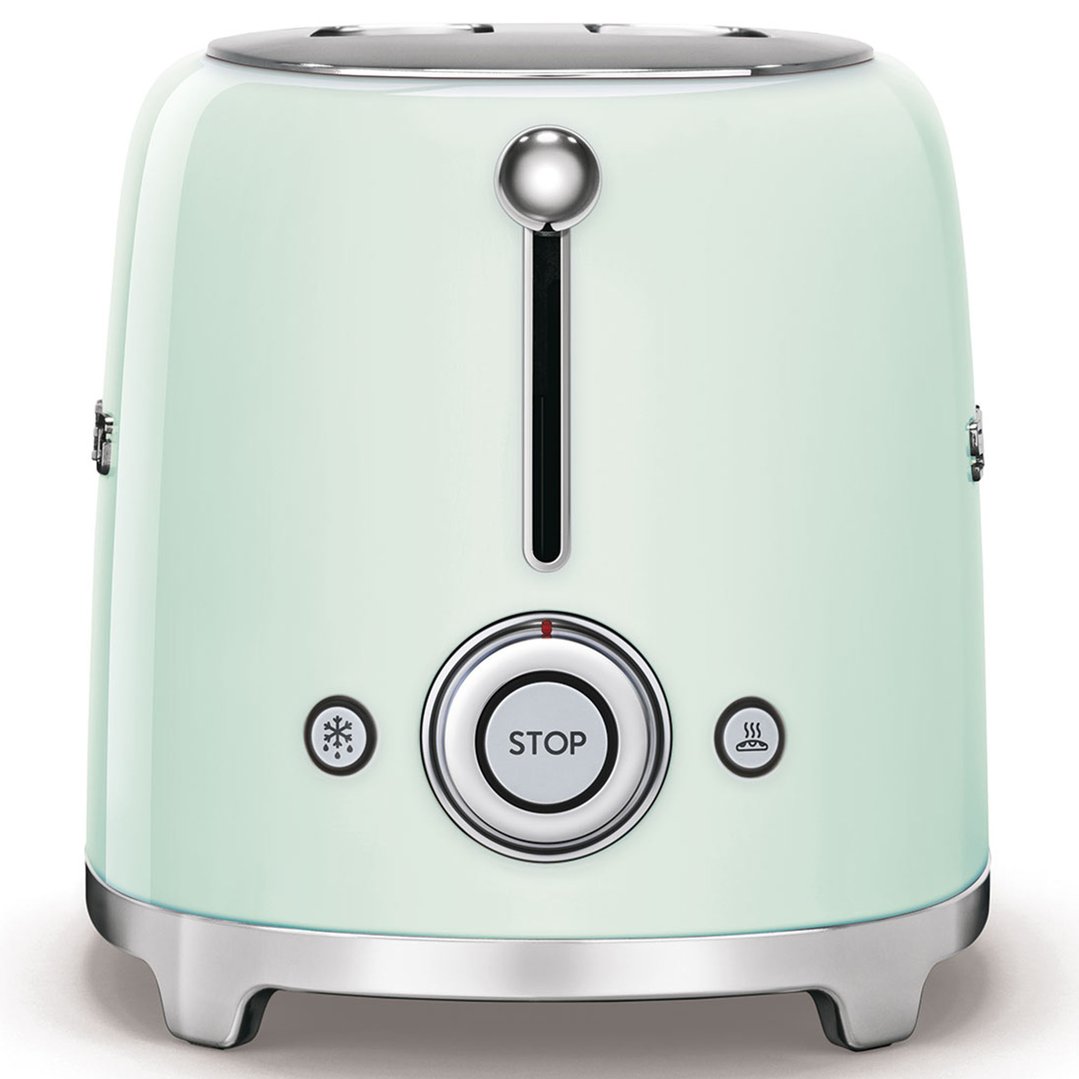 Smeg 50's Retro Style Aesthetic 2 Slice ToasterPastel Green TSF01PGAU