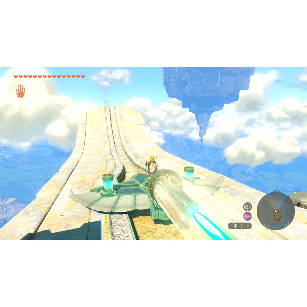The Legend of Zelda: Tears of the Kingdom gameplay showing Link on a sky island