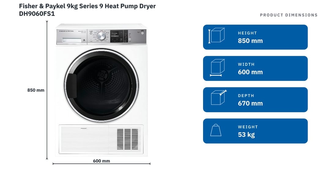 Fisher & Paykel 9kg Series 9 Heat Pump Dryer DH9060FS1