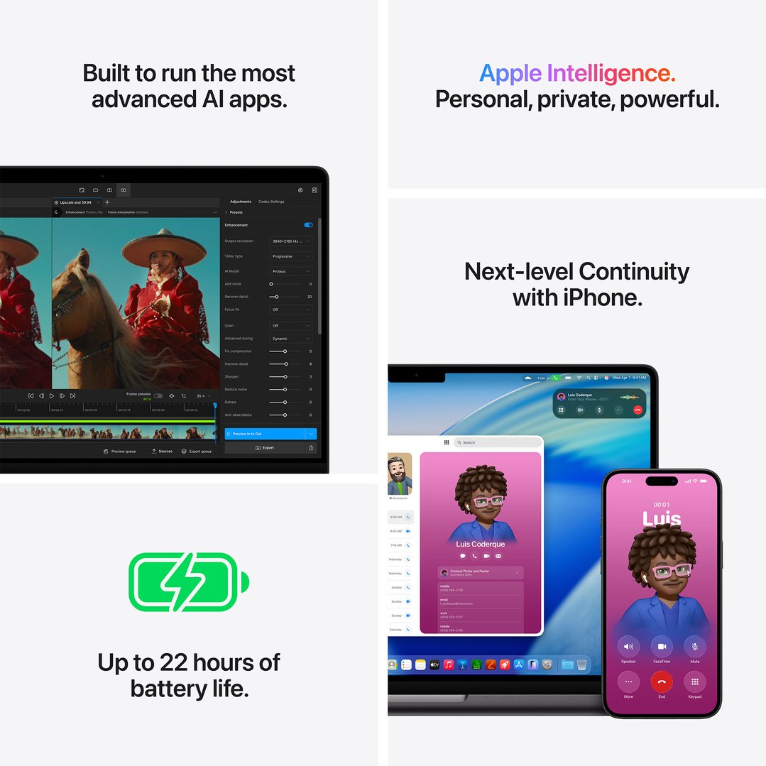 Apple 14" MacBook Pro M5 Pro chip with 15‑core CPU and 16‑core GPU, 24GB, 2TB SSD - Space Black MJLW4X/A